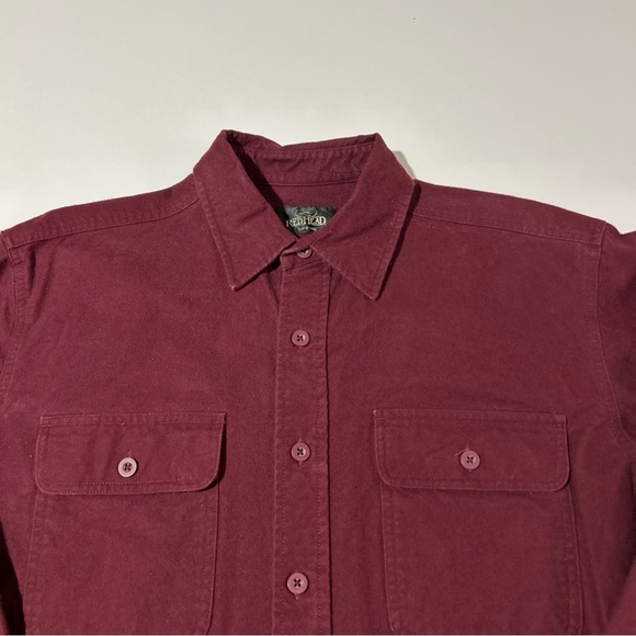 Red Head Heavyweight Shirt Men’s Large Maroon Brushed Cotton Classic Casual - Picture 5 of 11